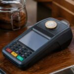 Cliente utilizza uno smartphone per effettuare un pagamento elettronico in negozio.