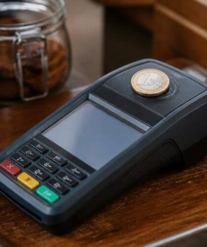 Cliente utilizza uno smartphone per effettuare un pagamento elettronico in negozio.